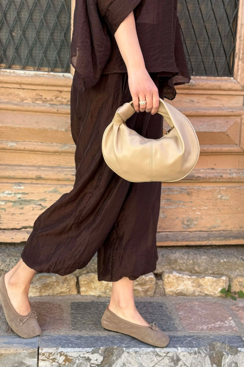 ONE COLOR SIMPLE LATHER WOMAN BAG BEIGE/BEZHE - 3