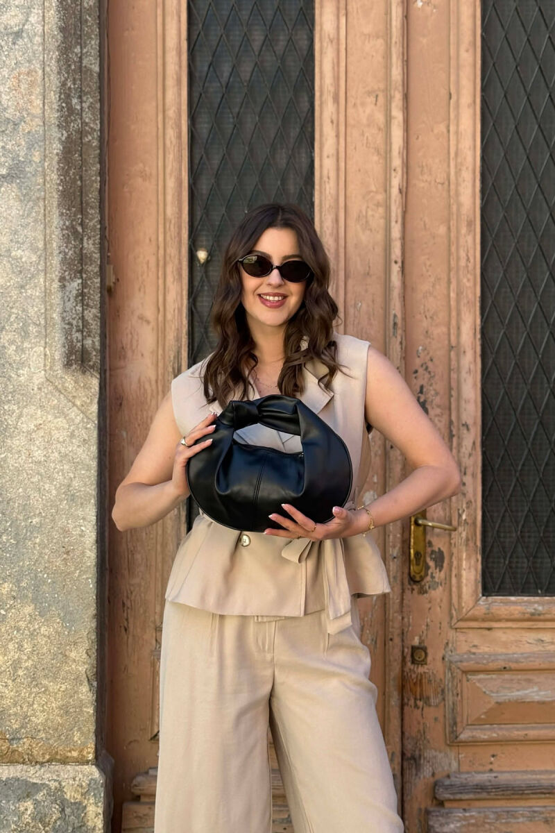 ONE COLOR SIMPLE LATHER WOMAN BAG BLACK/ E ZEZE - 1