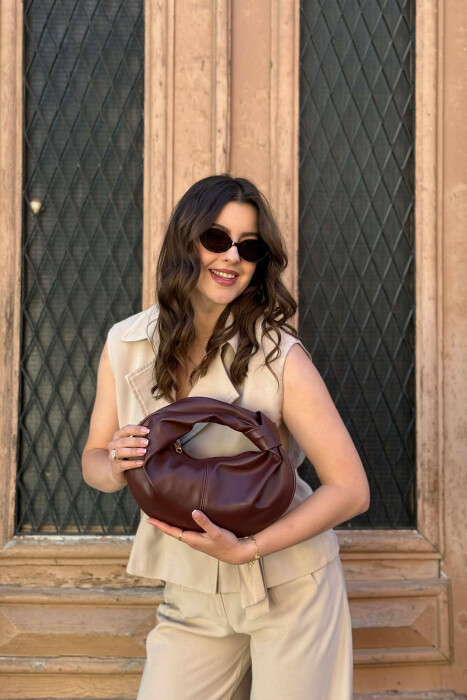 ONE COLOR SIMPLE LATHER WOMAN BAG BURGUNDY/VISHNJE 