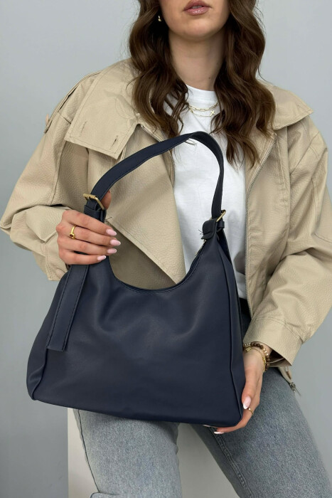 ONE COLOR SIMPLE LEATHER WOMAN BAG BLUE/BLU 