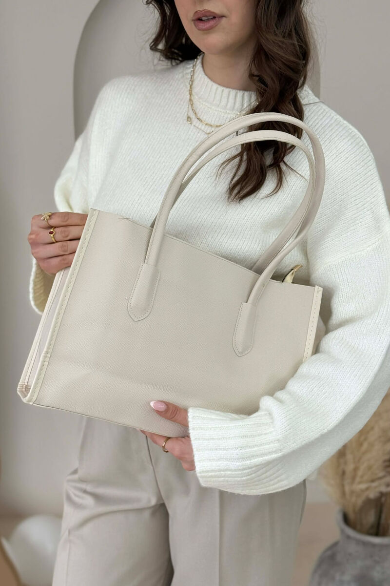 ONE COLOR SIMPLE LEATHER WOMAN BAG LIGHT BEIGE/BZHZB - 3