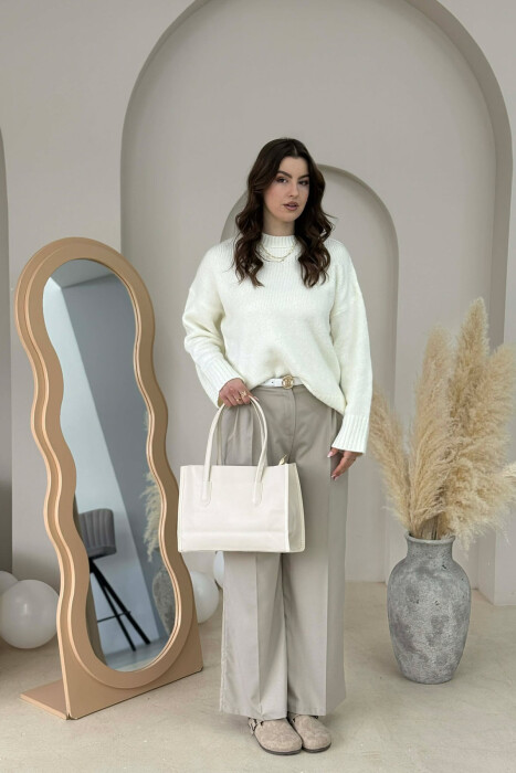 ONE COLOR SIMPLE LEATHER WOMAN BAG LIGHT BEIGE/BZHZB - 5