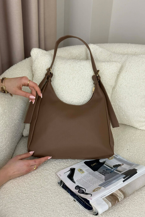 ONE COLOR SIMPLE LEATHER WOMAN BAG LIGHT BROWN/KAZB - 2