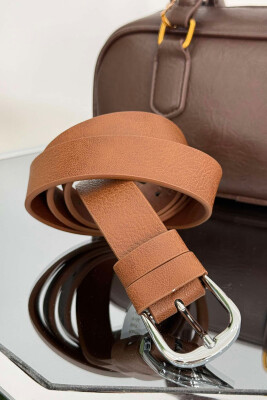 ONE COLOR SIMPLE LEATHER WOMEN BELT BROWN/KAFE 