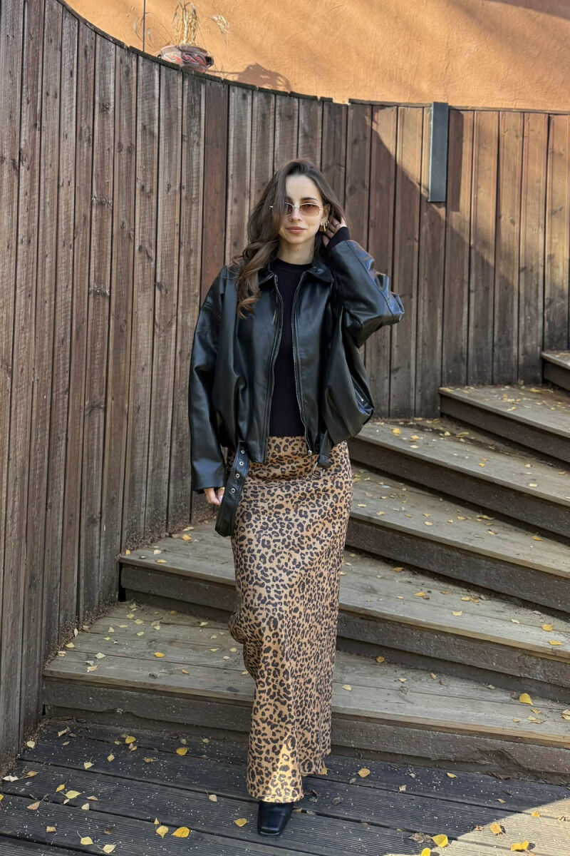 ONE COLOR SIMPLE LEATHER WOMEN JACKET BLACK/ E ZEZE - 1