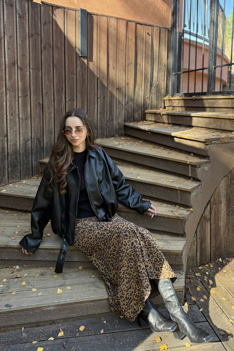 ONE COLOR SIMPLE LEATHER WOMEN JACKET BLACK/ E ZEZE - 4