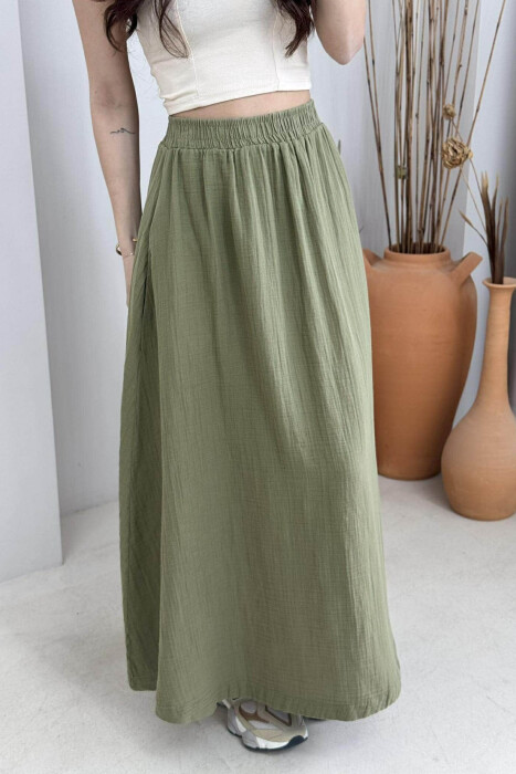 ONE COLOR SIMPLE LONG WOMEN SKIRT GREEN/JESHILE 
