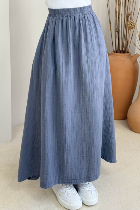 ONE COLOR SIMPLE LONG WOMEN SKIRT GREY/GRI 
