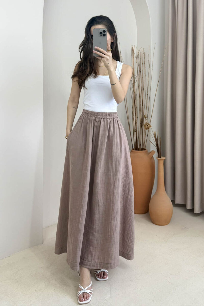 ONE COLOR SIMPLE LONG WOMEN SKIRT VINEGAR/UTHULL - 1