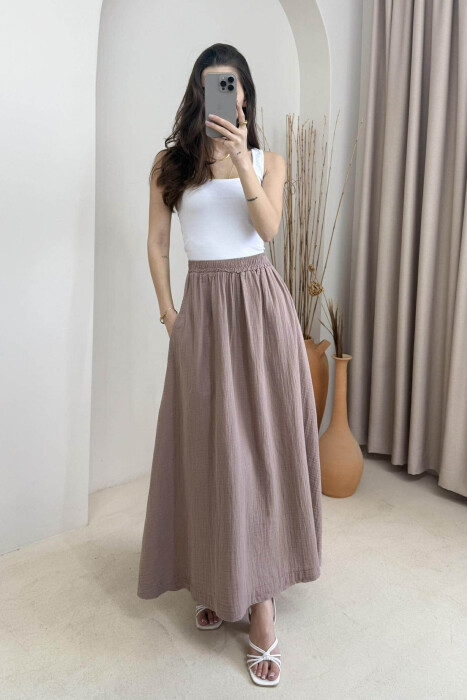 ONE COLOR SIMPLE LONG WOMEN SKIRT VINEGAR/UTHULL - 2