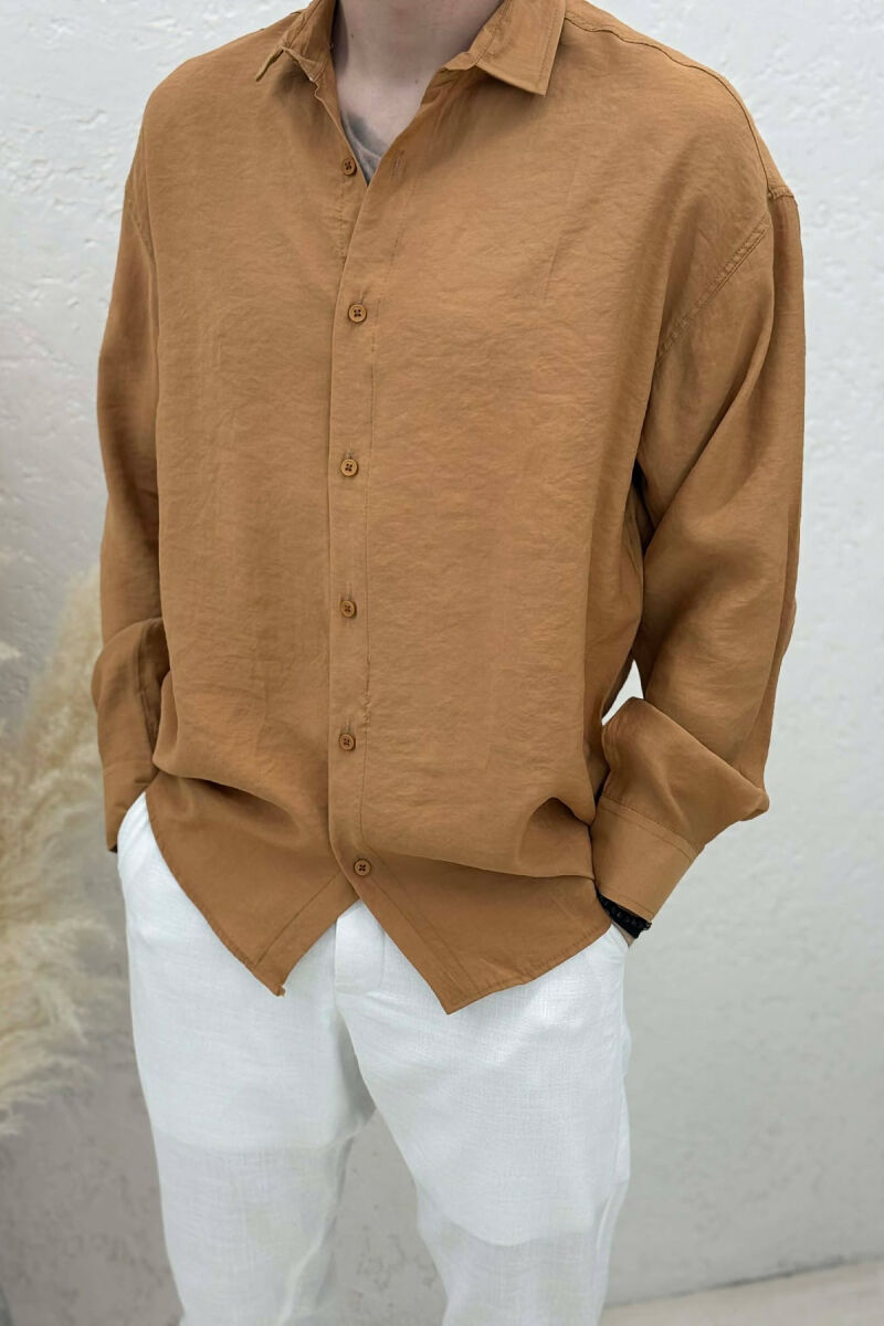 ONE COLOR SIMPLE MAN SHIRT BRICK/TULLE - 4