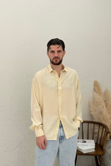 ONE COLOR SIMPLE MAN SHIRT CREAM/KREM - KLAUDIO FASHION