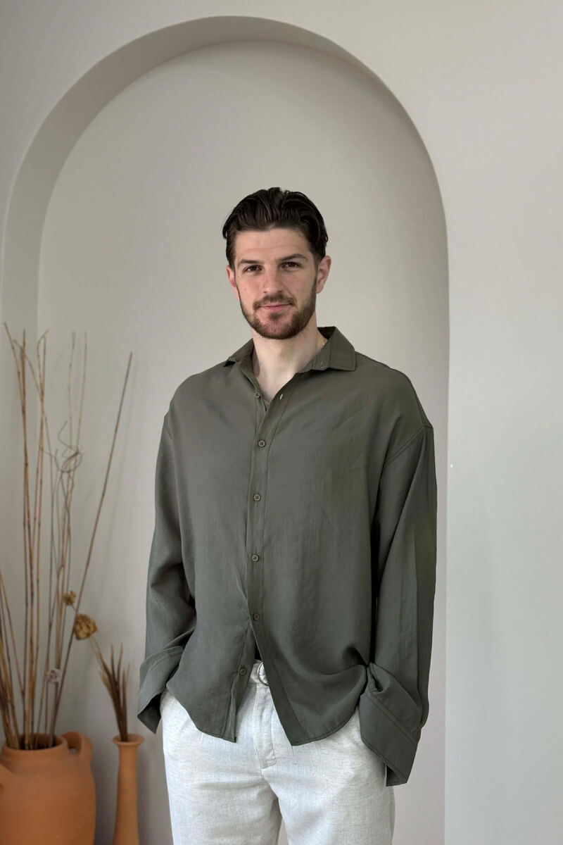 ONE COLOR SIMPLE MAN SHIRT GREEN/JESHILE - 1