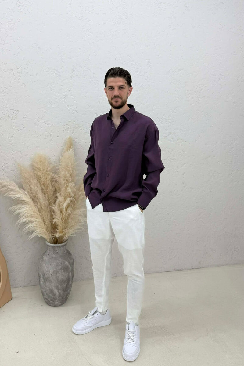 ONE COLOR SIMPLE MAN SHIRT PURPLE/LEJLA - 3