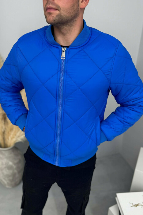 ONE COLOR SIMPLE MEN BOMBER JACKET ELECTRIC BLUE/BLEL - 4