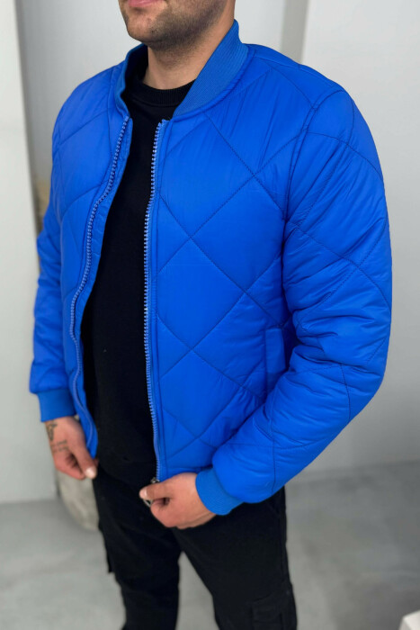 ONE COLOR SIMPLE MEN BOMBER JACKET ELECTRIC BLUE/BLEL - 5