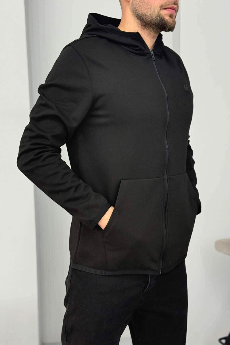 ONE COLOR SIMPLE MEN COTTON JACKETS BLACK/ E ZEZE - 1