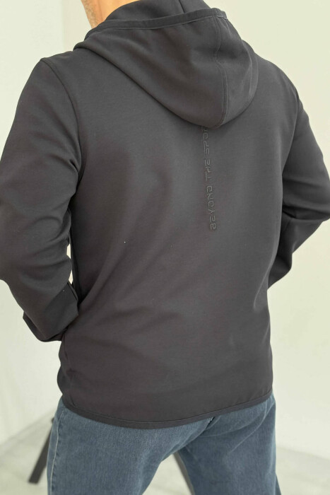 ONE COLOR SIMPLE MEN COTTON JACKETS DARK BLUE/BEE - 4