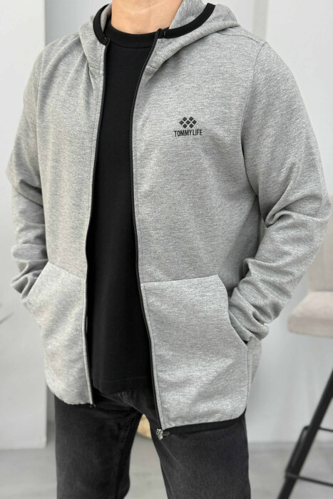 ONE COLOR SIMPLE MEN COTTON JACKETS GREY/GRI 