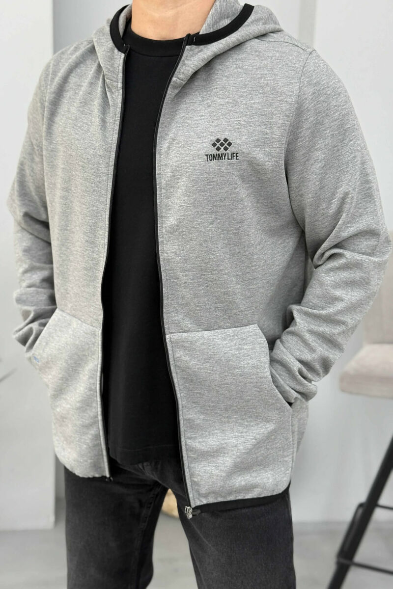 ONE COLOR SIMPLE MEN COTTON JACKETS GREY/GRI - 1