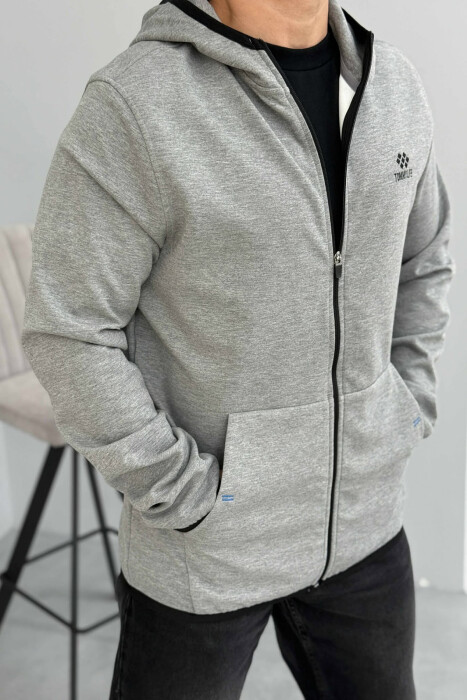 ONE COLOR SIMPLE MEN COTTON JACKETS GREY/GRI - 4