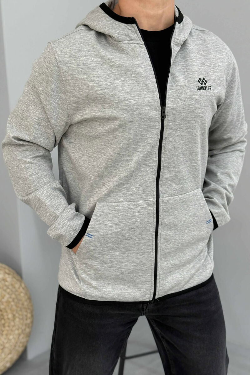 ONE COLOR SIMPLE MEN COTTON JACKETS LIGHT GREY/GZ - 3