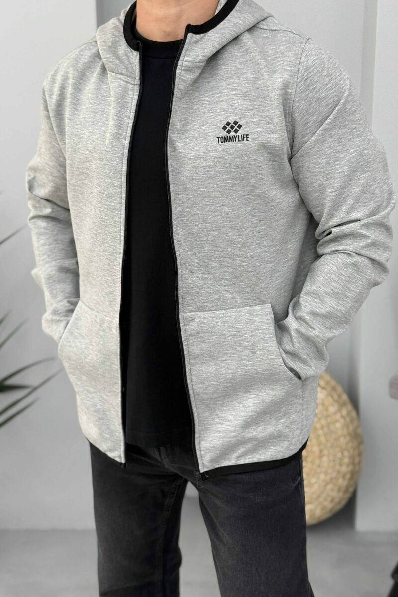 ONE COLOR SIMPLE MEN COTTON JACKETS LIGHT GREY/GZ - 1