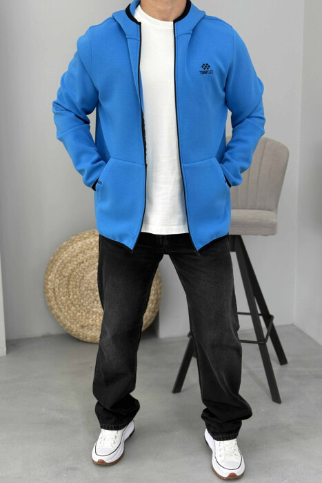 ONE COLOR SIMPLE MEN COTTON JACKETS LIGHTBLUE/BZ - 2