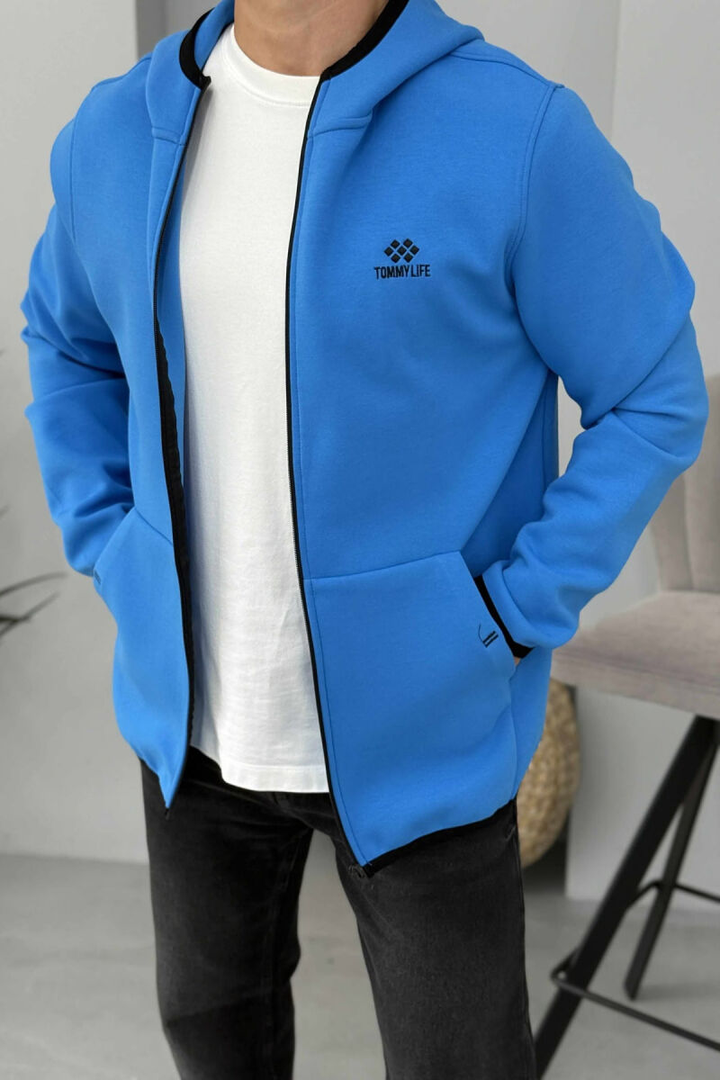ONE COLOR SIMPLE MEN COTTON JACKETS LIGHTBLUE/BZ - 3