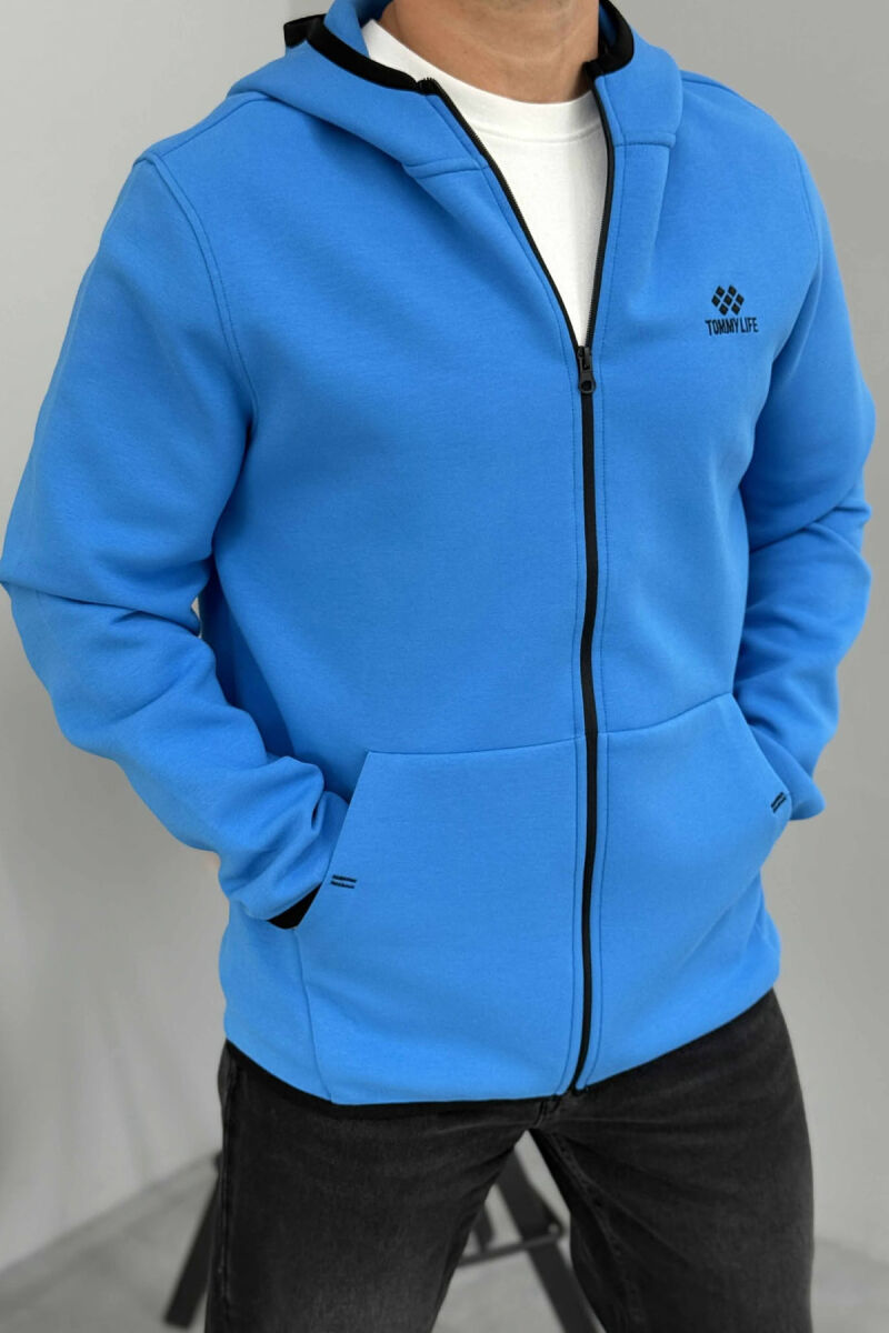 ONE COLOR SIMPLE MEN COTTON JACKETS LIGHTBLUE/BZ - 1