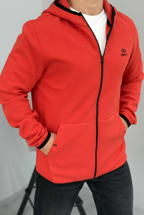 ONE COLOR SIMPLE MEN COTTON JACKETS RED/E KUQE 