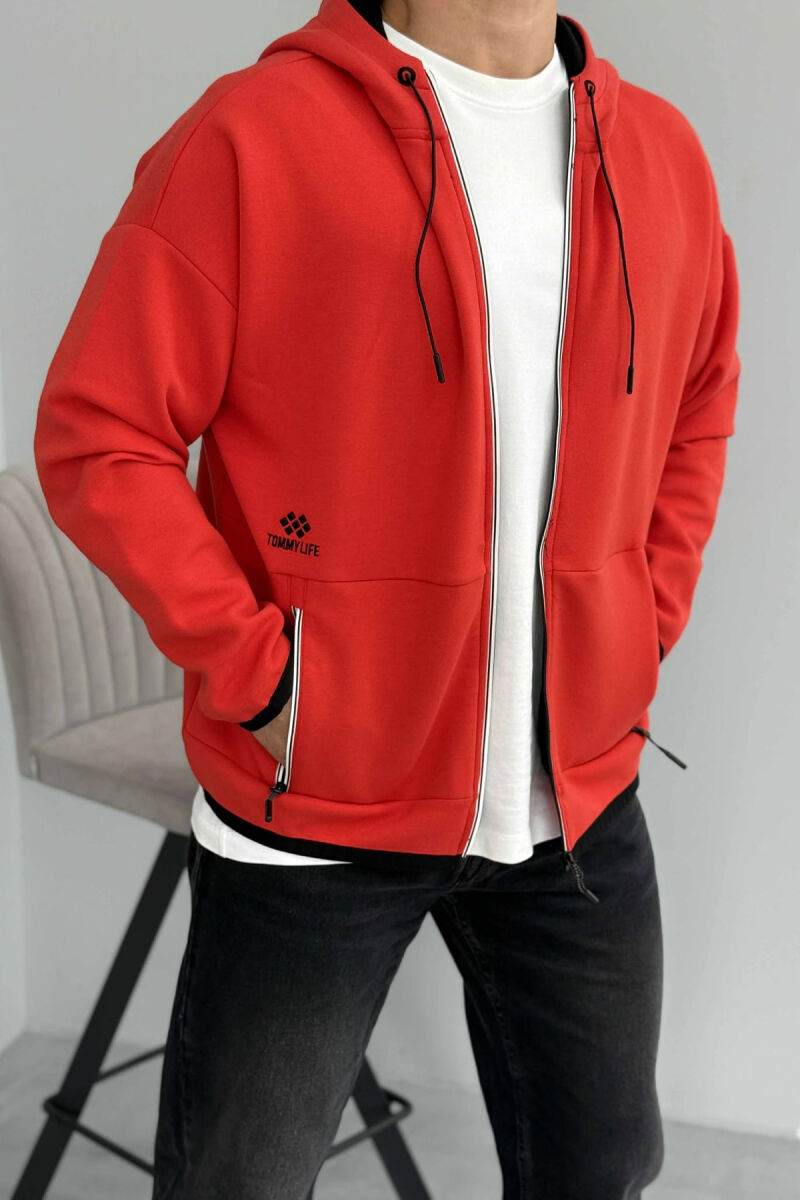 ONE COLOR SIMPLE MEN COTTON JACKETS RED/E KUQE - 2