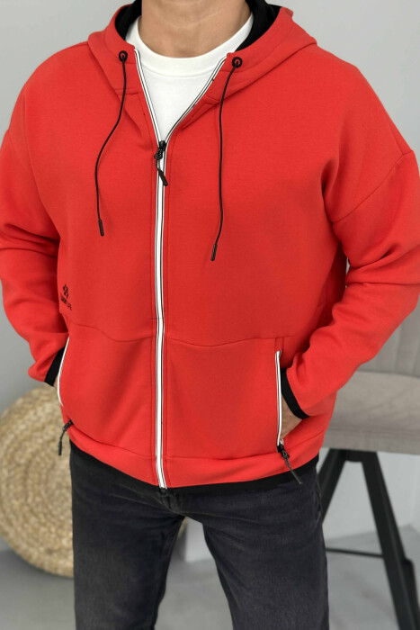 ONE COLOR SIMPLE MEN COTTON JACKETS RED/E KUQE - 3