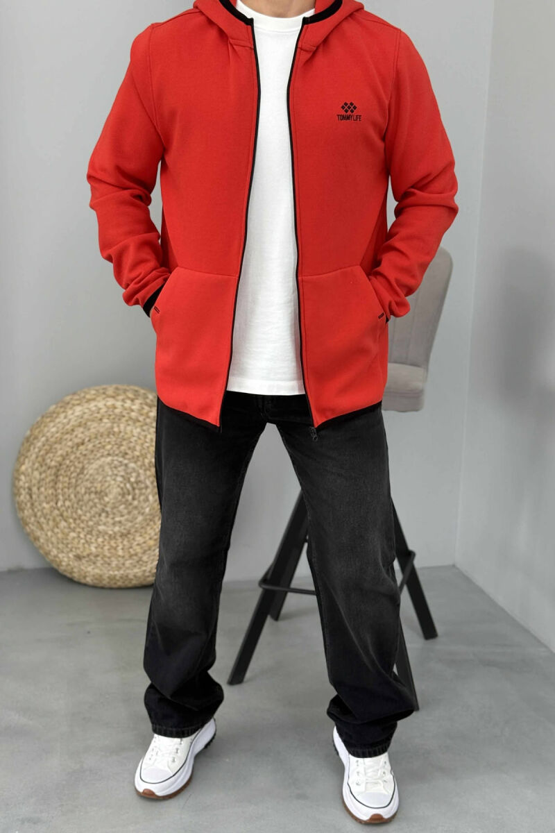 ONE COLOR SIMPLE MEN COTTON JACKETS RED/E KUQE - 2