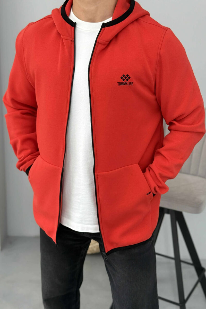 ONE COLOR SIMPLE MEN COTTON JACKETS RED/E KUQE - 3