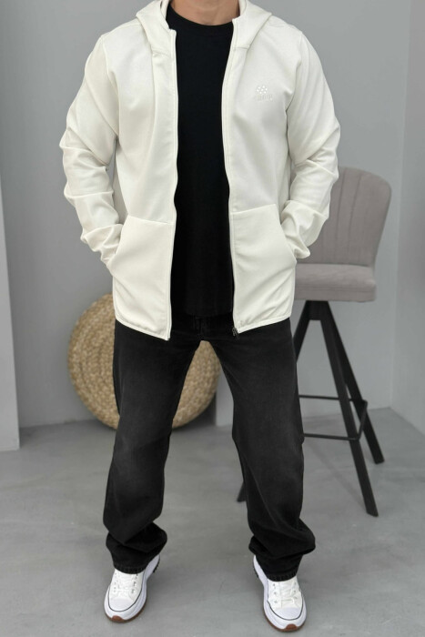 ONE COLOR SIMPLE MEN COTTON JACKETS WHITE-E BARDHE - 2