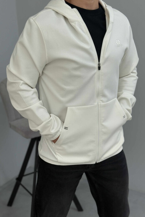 ONE COLOR SIMPLE MEN COTTON JACKETS WHITE-E BARDHE - 3