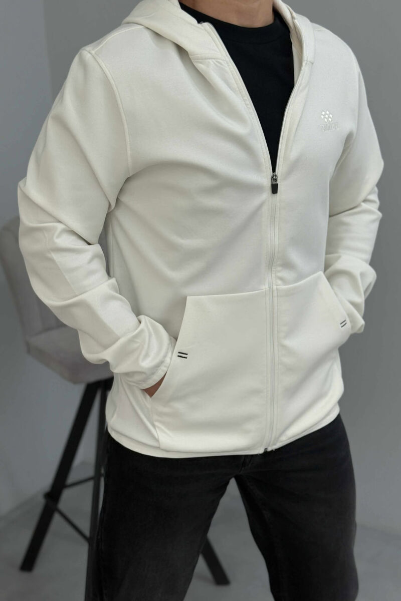 ONE COLOR SIMPLE MEN COTTON JACKETS WHITE-E BARDHE - 3
