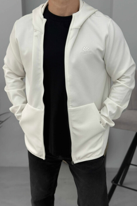 ONE COLOR SIMPLE MEN COTTON JACKETS WHITE-E BARDHE - 1