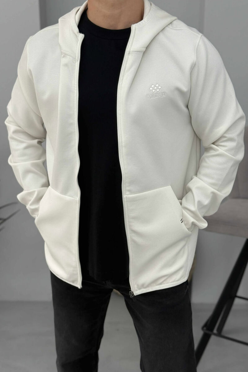 ONE COLOR SIMPLE MEN COTTON JACKETS WHITE-E BARDHE - 1