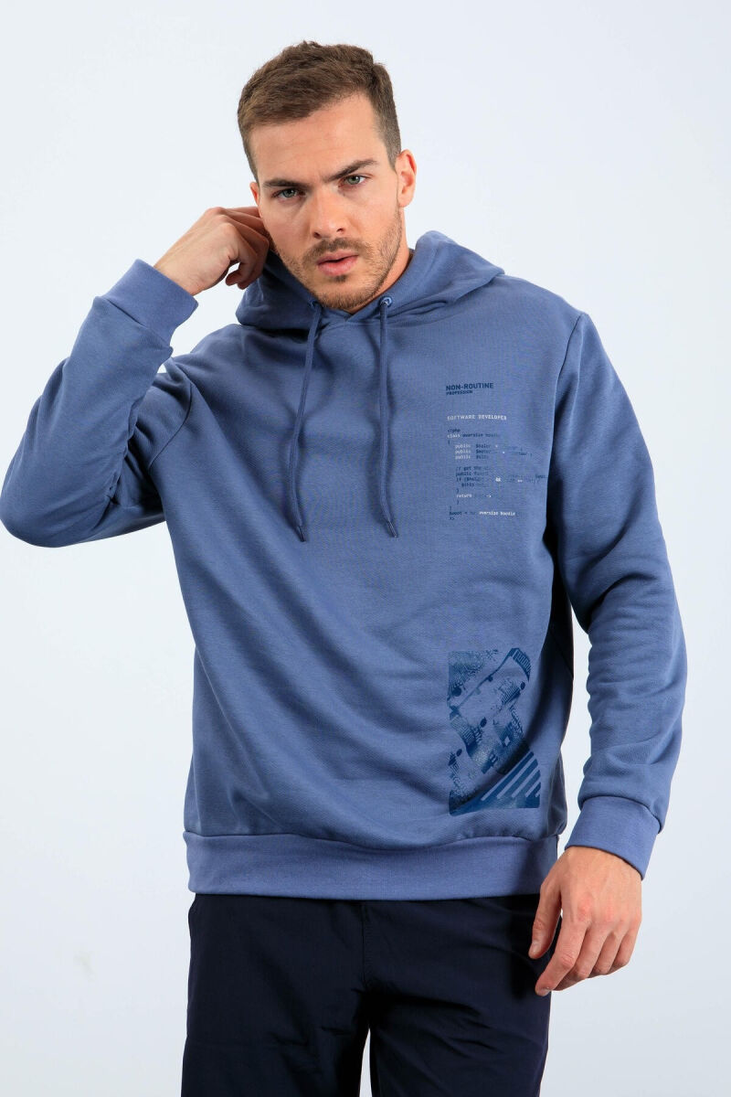 ONE COLOR SIMPLE MEN HODDIE LIGHTBLUE/BZ - 7