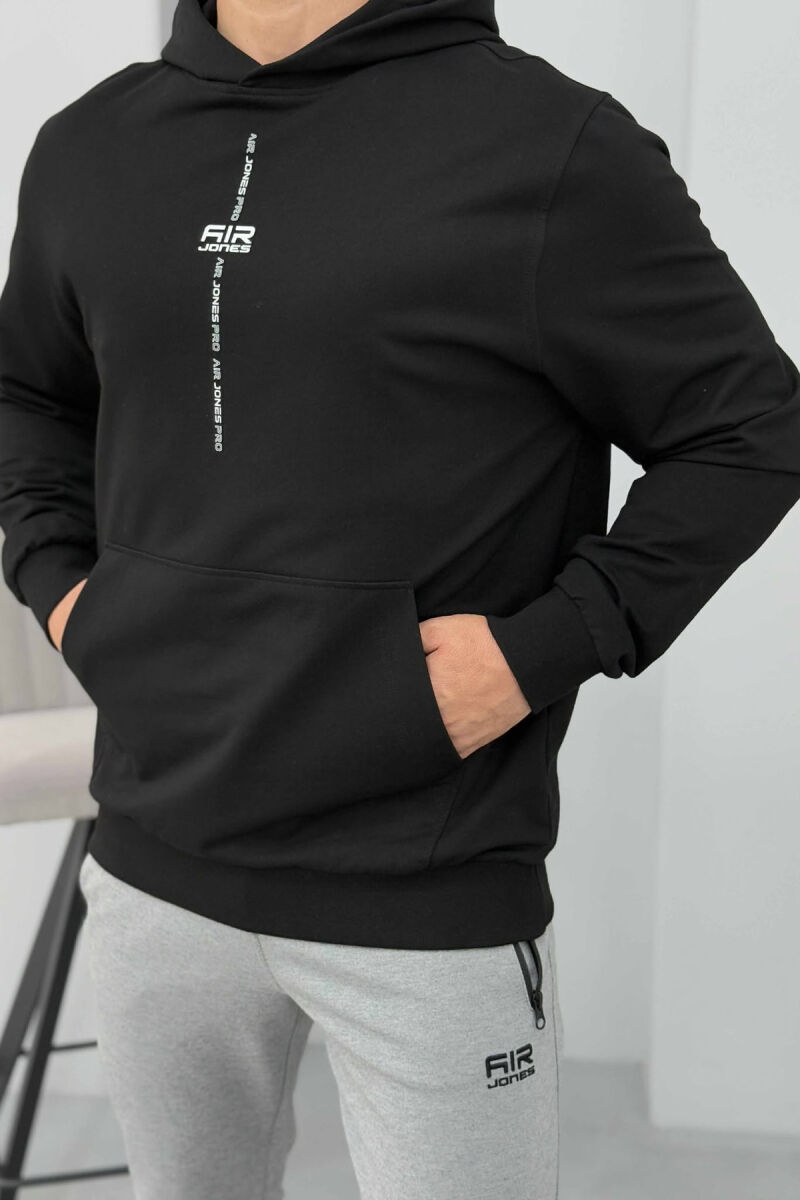 ONE COLOR SIMPLE MEN HOODIE BLACK/ E ZEZE - 4
