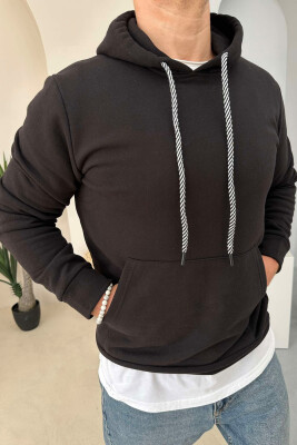 ONE COLOR SIMPLE MEN HOODIE BLACK/ E ZEZE 