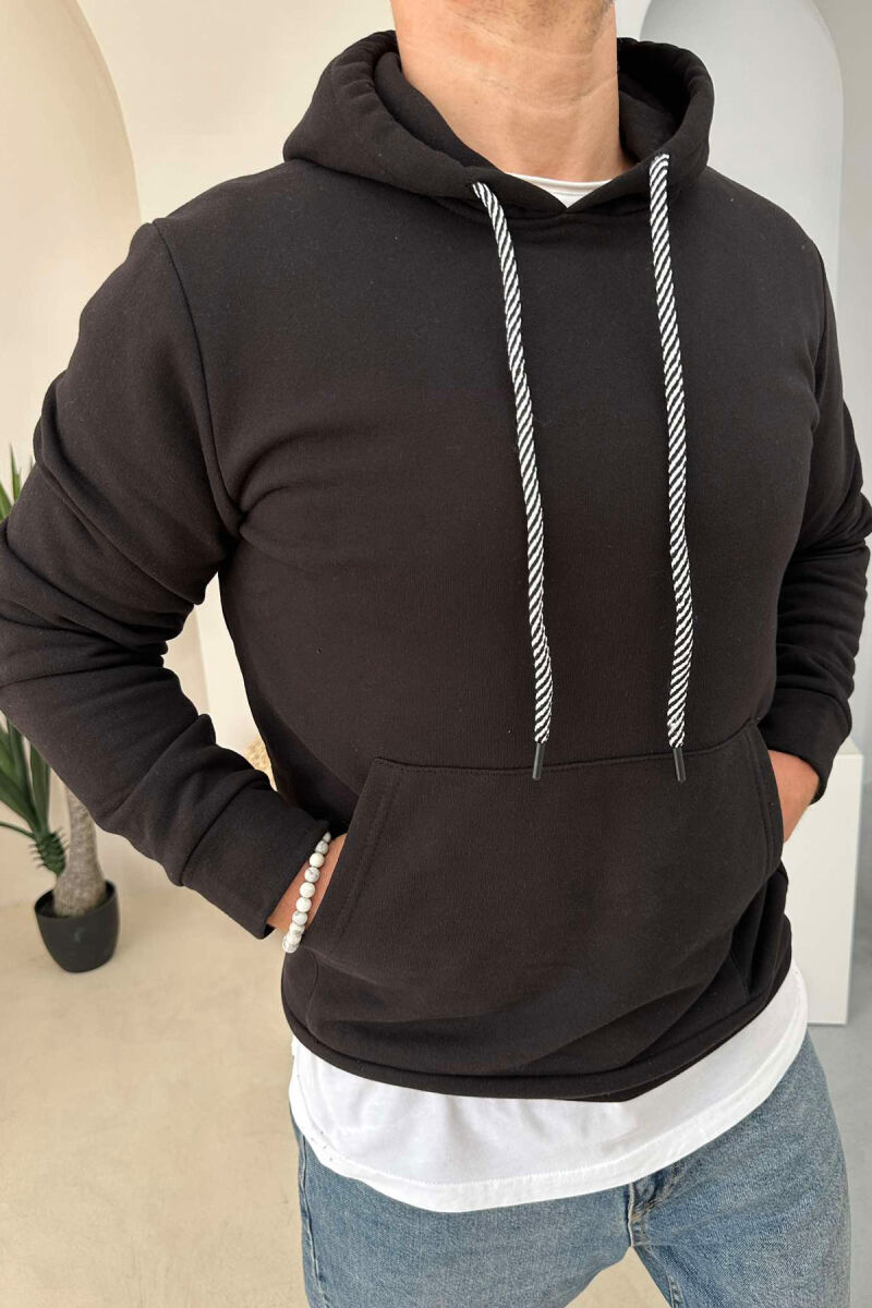 ONE COLOR SIMPLE MEN HOODIE BLACK/ E ZEZE - 1