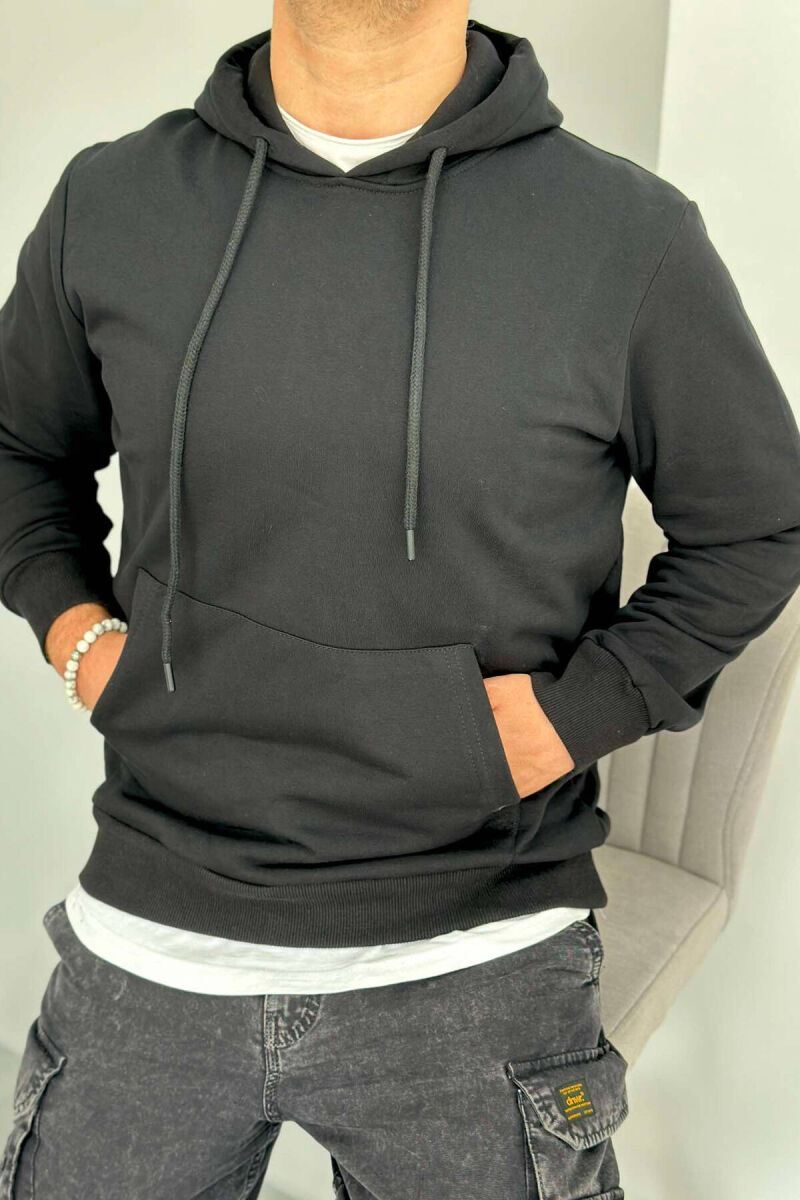 ONE COLOR SIMPLE MEN HOODIE BLACK/ E ZEZE - 1