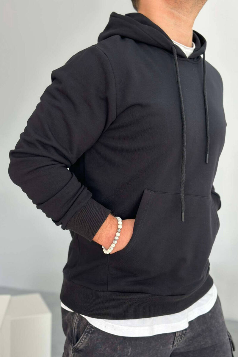 ONE COLOR SIMPLE MEN HOODIE BLACK/ E ZEZE - 2