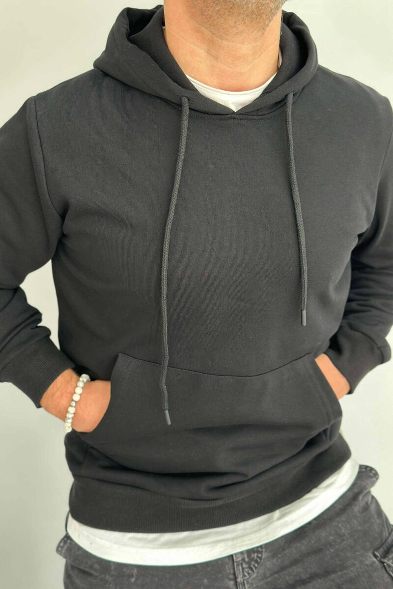 ONE COLOR SIMPLE MEN HOODIE BLACK/ E ZEZE - 3