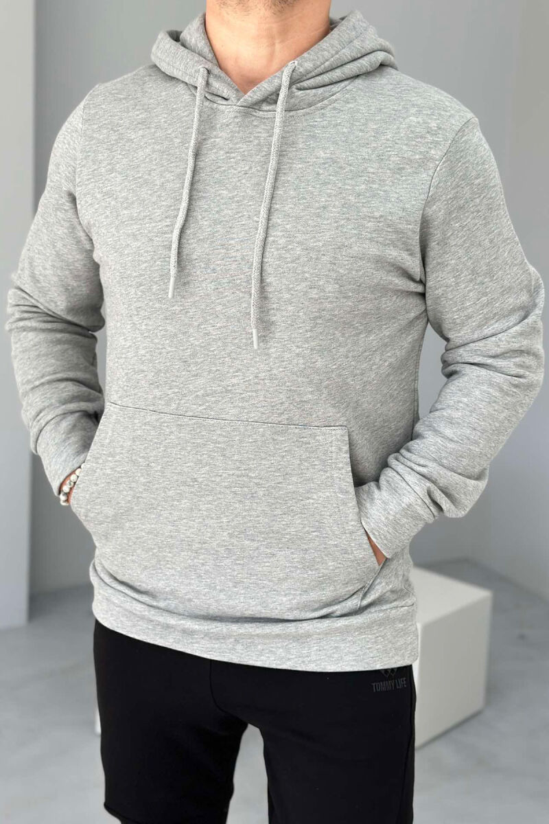 ONE COLOR SIMPLE MEN HOODIES GREY/GRI - 4