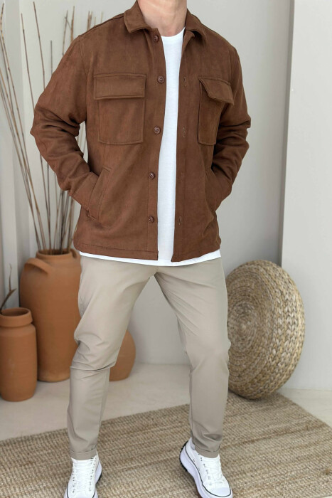 XHAKETË E THJESHTË NJË NGJYRËSHE PËR MESHKUJ NË NGJYRËN KAFE - 