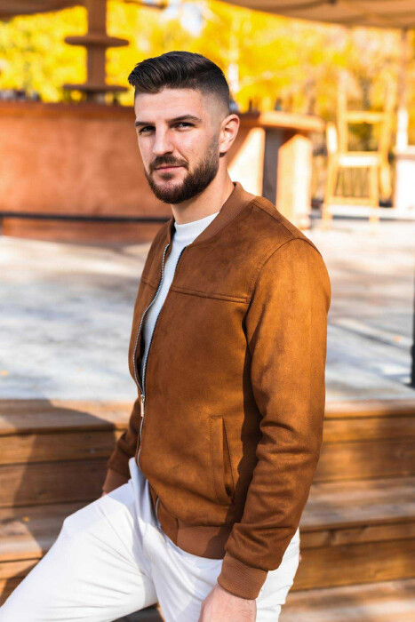 ONE COLOR SIMPLE MEN JACKET BROWN/KAFE - 1